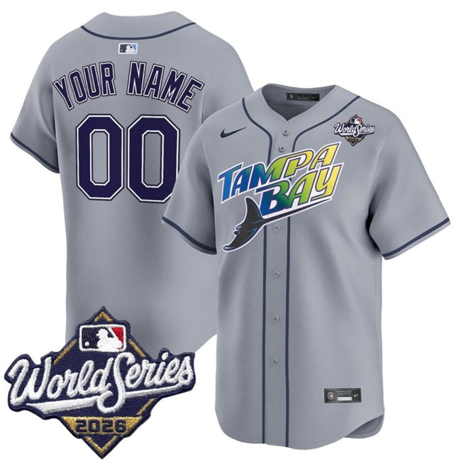Men's Grey Tampa Bay Rays Active Player Custom 2026 World Series Limited Stitched Baseball Jersey